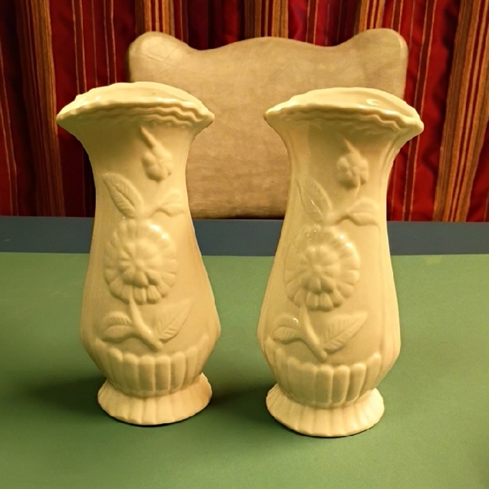Vintage Cream Floral Vases